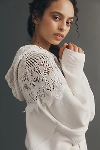 By Anthropologie Lace Trim Hoodie