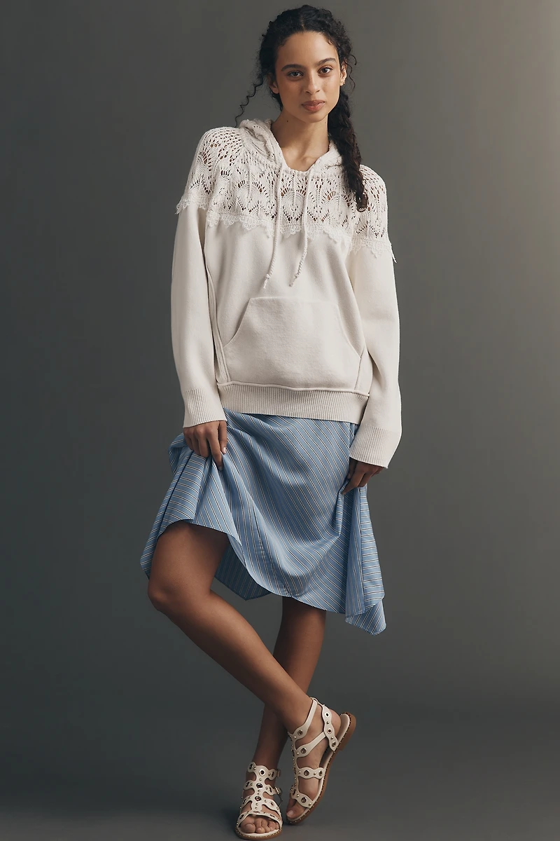 By Anthropologie Lace Trim Hoodie