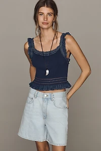 Pilcro Cropped Ruffled Tank