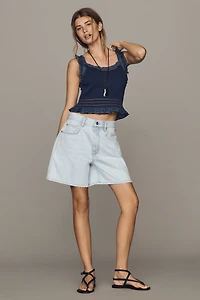 Pilcro Cropped Ruffled Tank