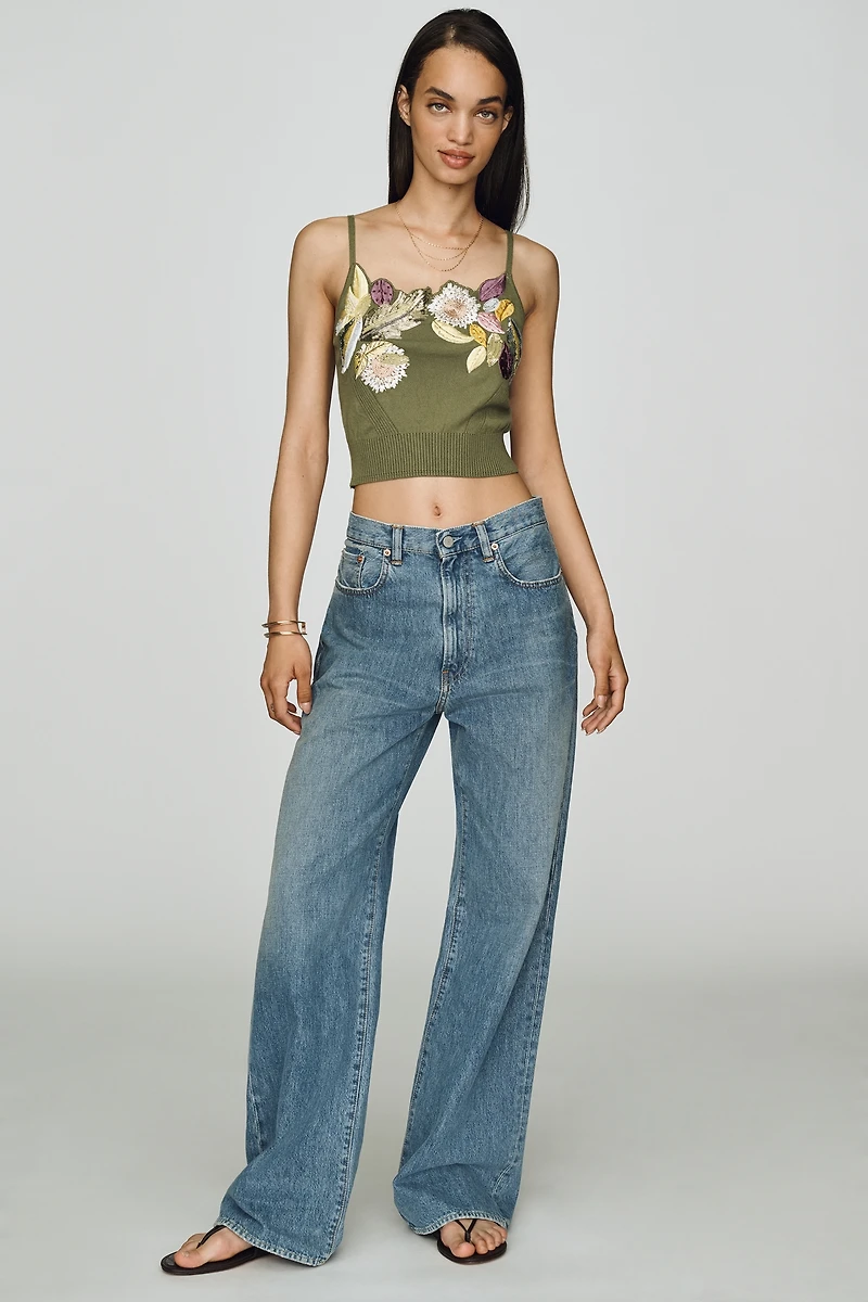 Maeve Floral Embroidered Knit Tank