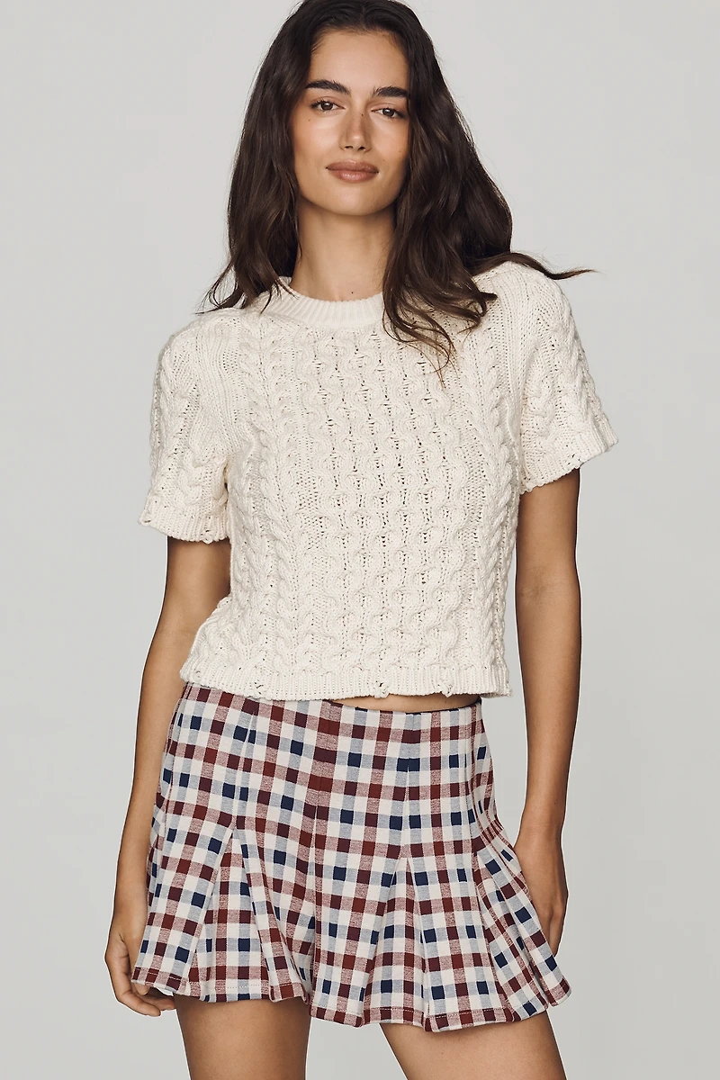 By Anthropologie Cable-Knit Short-Sleeve Sweater