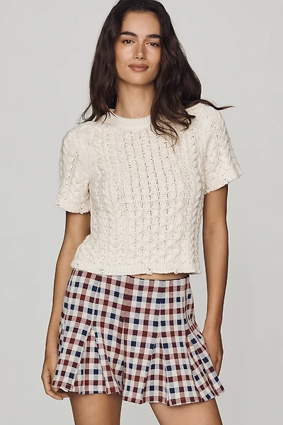 By Anthropologie Cable-Knit Short-Sleeve Sweater