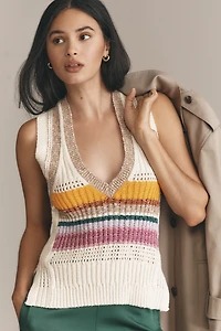 Pilcro V-Neck Retro Stripe Sweater Tank