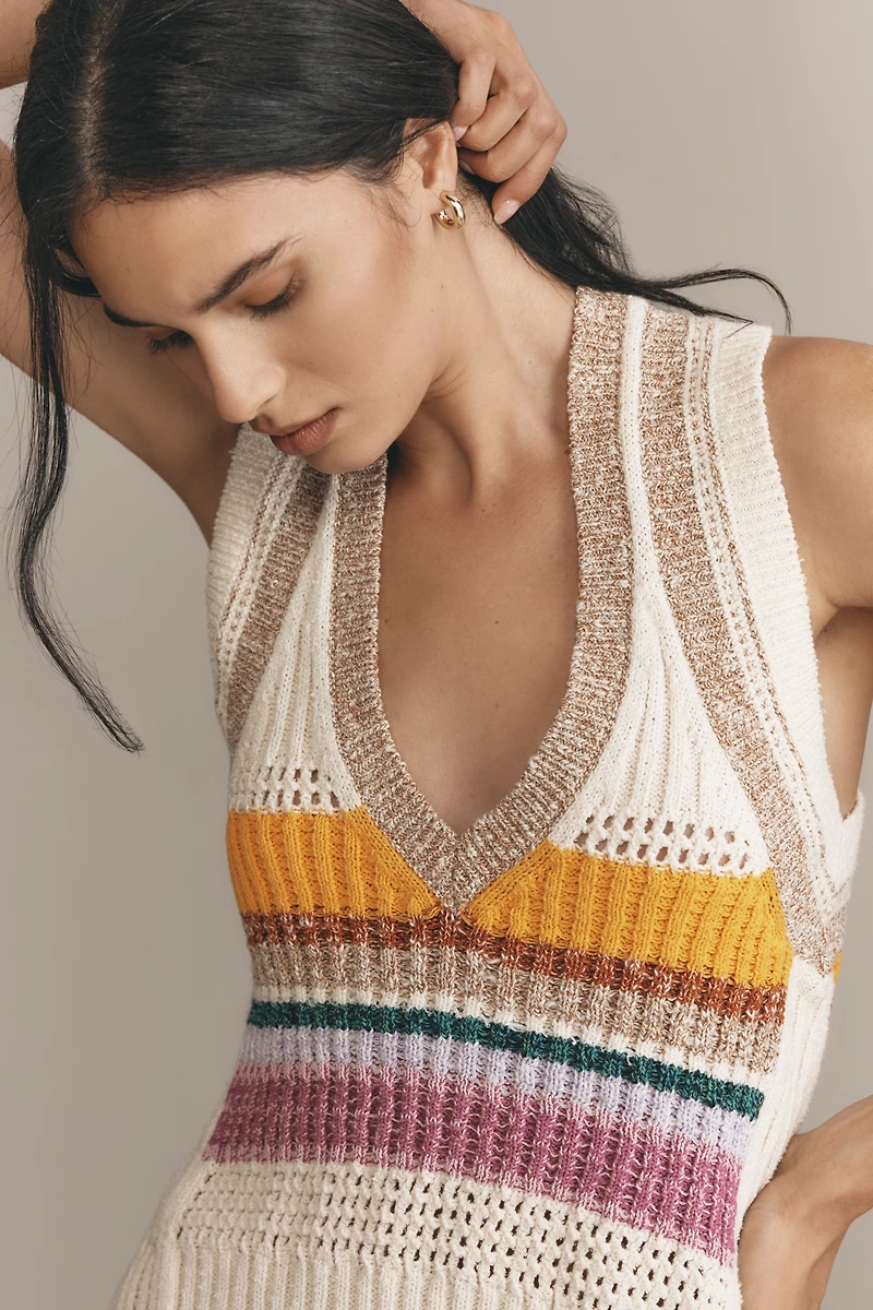 Pilcro V-Neck Retro Stripe Sweater Tank