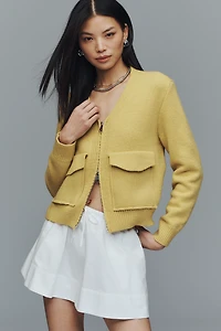 RAISONNEL Ribbed Zip-Front Sweater