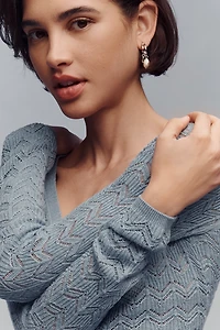 RAISONNEL V-Neck Pointelle Cardigan