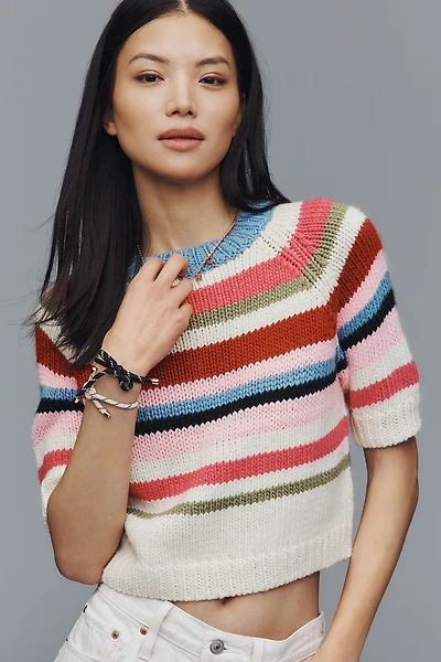 RAISONNEL Wool Blend Short-Sleeve Sweater