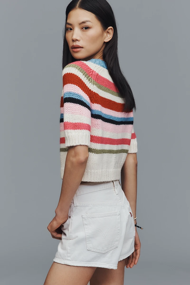 RAISONNEL Wool Blend Short-Sleeve Sweater