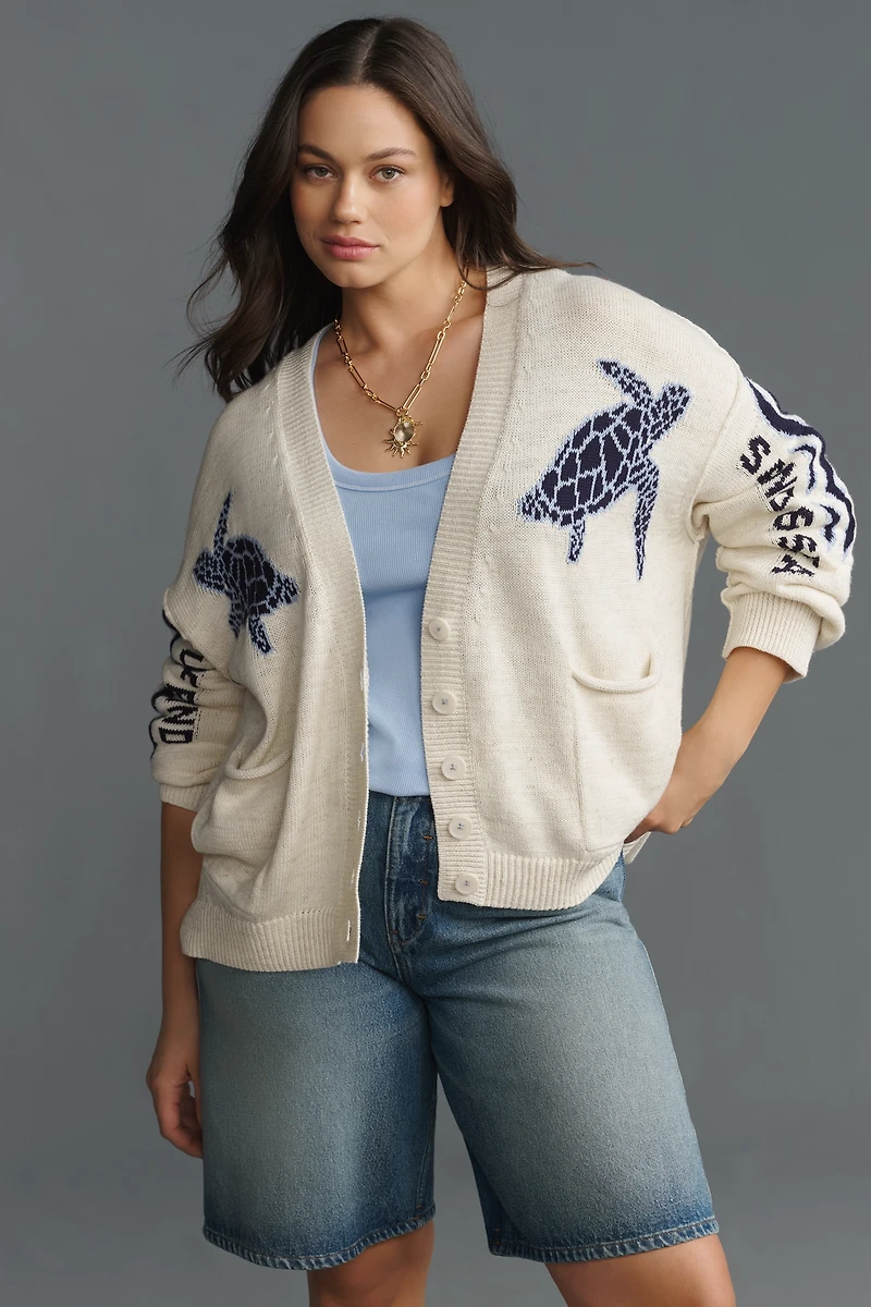 Pilcro Relaxed Sea Turtle Cardigan Sweater