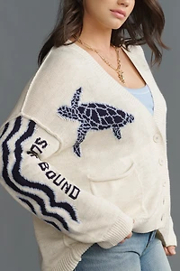 Pilcro Relaxed Sea Turtle Cardigan Sweater