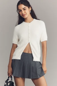 By Anthropologie Short-Sleeve Eyelash Cardigan Sweater
