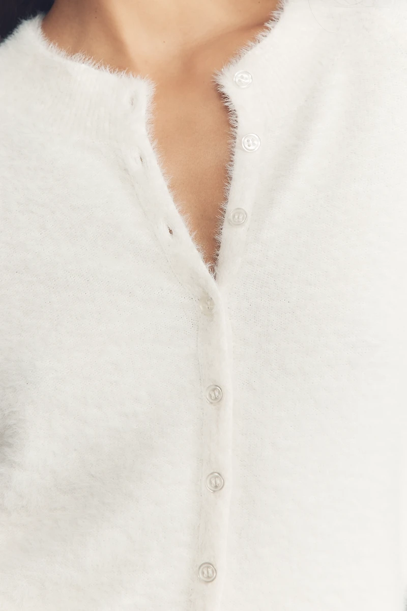 By Anthropologie Short-Sleeve Eyelash Cardigan Sweater