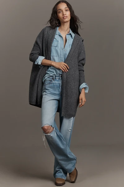Pilcro Oversized Hooded Cocoon Cardigan Sweater