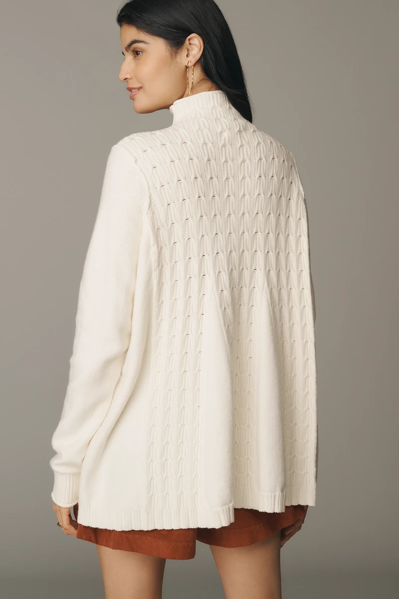 Pilcro Mock-Neck Cable-Knit Long Swing Sweater