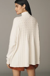 Pilcro Mock-Neck Cable-Knit Long Swing Sweater