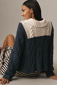 Pilcro Collared Cable-Knit Cardigan Sweater