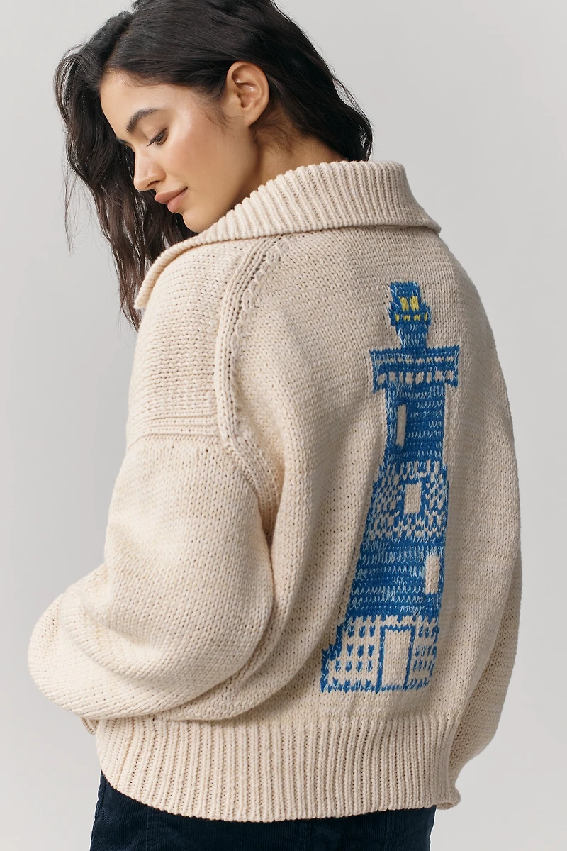 Maeve Collared V-Neck Cardigan Sweater