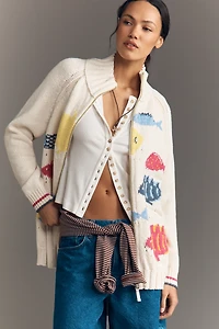 Pilcro Fish Icon Zip-Up Sweater