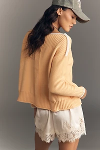 By Anthropologie Off-Shoulder Slouchy Pullover Top