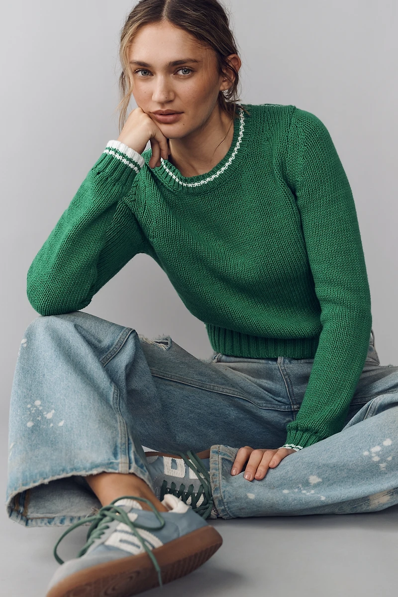 Maeve Cotton Linen Crew-Neck Sweater