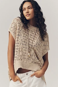 Pilcro Cotton Linen Open Stitch Sweater
