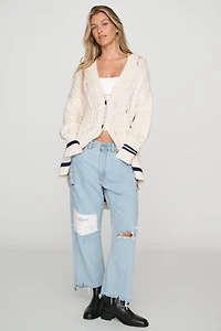 Pilcro Cable-Knit Cardigan Sweater