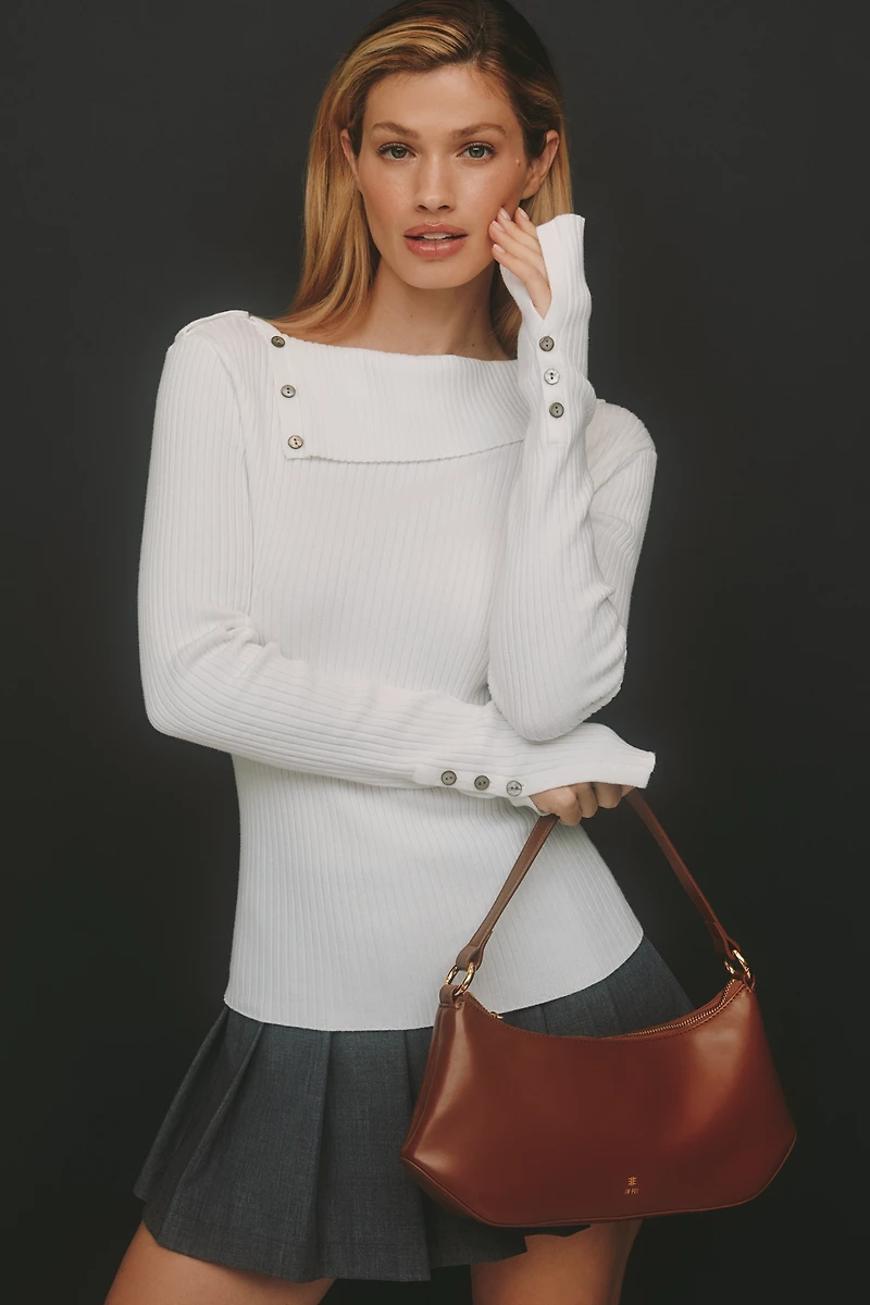 Nude Lucy Dreyfos Fitted Foldover Sweater