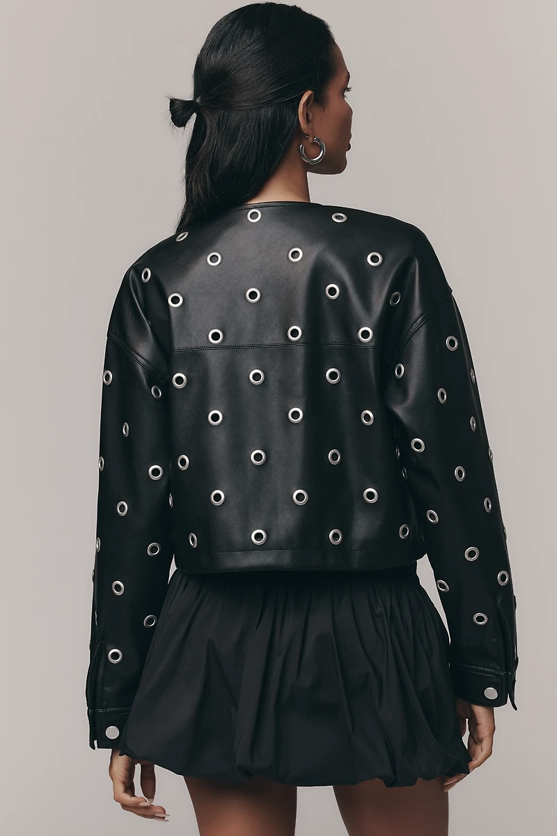 BLANKNYC Faux-Leather Grommet Jacket