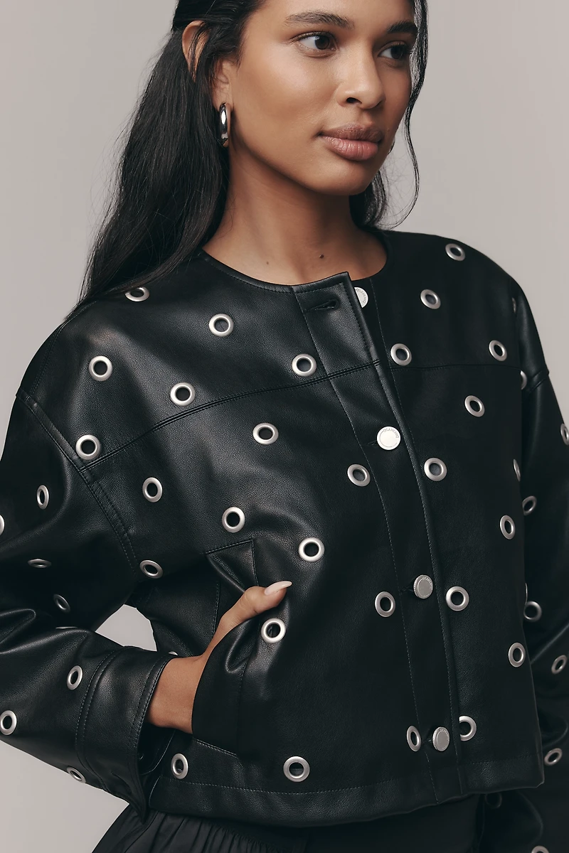 BLANKNYC Faux-Leather Grommet Jacket