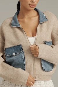 BLANKNYC Glow Up Denim & Knit Bomber Jacket