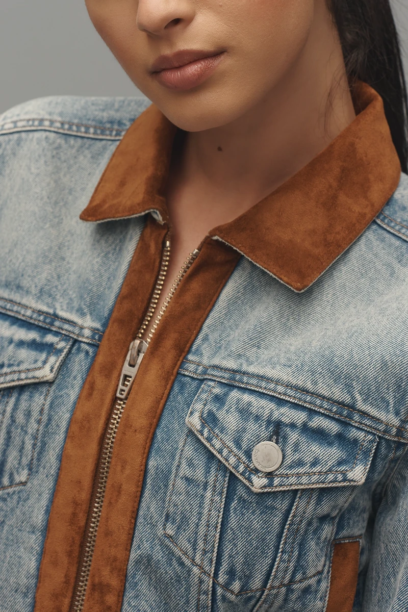 BLANKNYC Denim and Faux-Suede Trucker Jacket