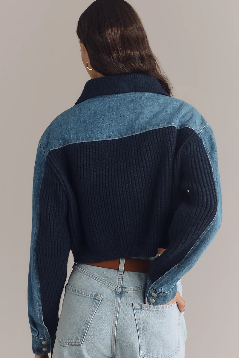 BLANKNYC Moving Up Denim Sweater Jacket