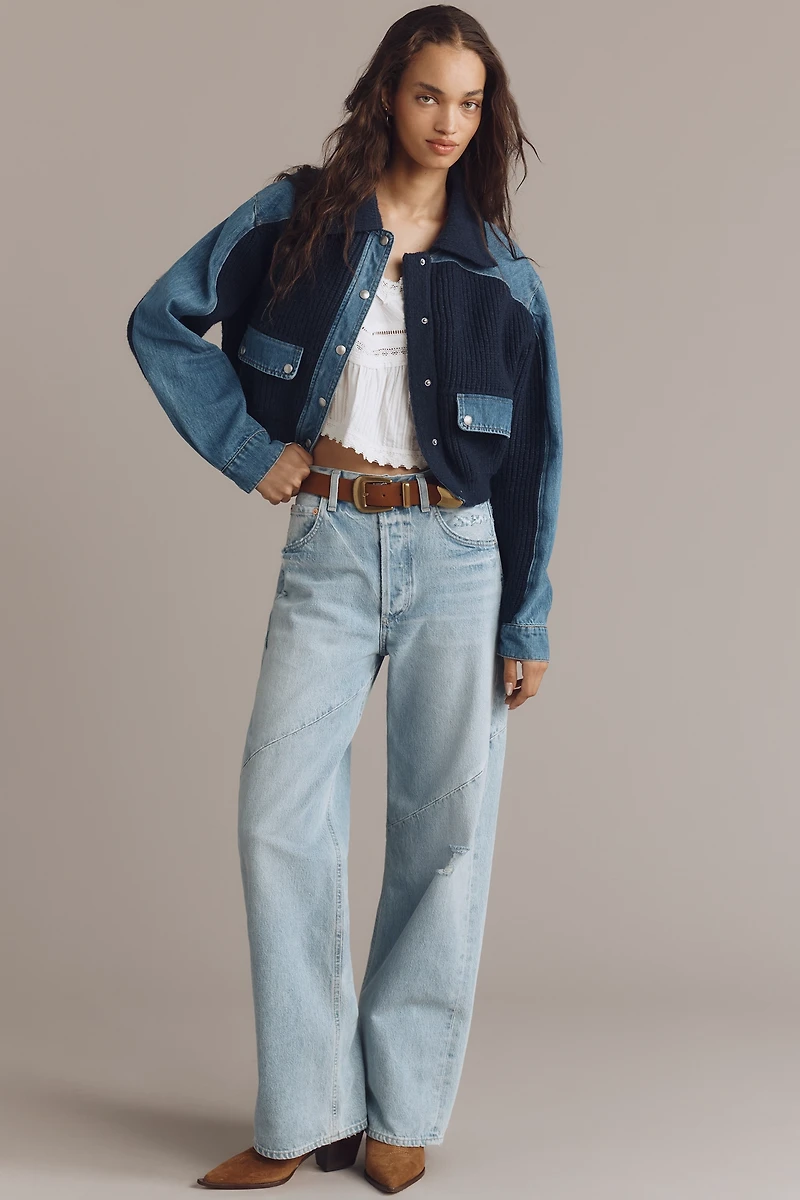 BLANKNYC Moving Up Denim Sweater Jacket