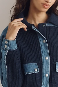 BLANKNYC Moving Up Denim Sweater Jacket