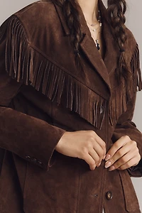BLANKNYC Down to Earth Faux-Suede Fringe Jacket