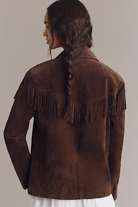 BLANKNYC Down to Earth Faux-Suede Fringe Jacket