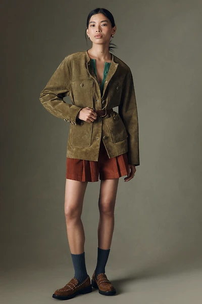 BLANKNYC Real Suede Collarless Jacket