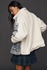 BLANKNYC Bear Hug Denim Sherpa Fleece Jacket