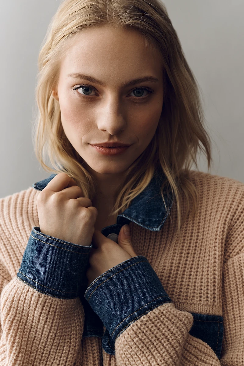 BLANKNYC Playing the Field Denim Knit jacket