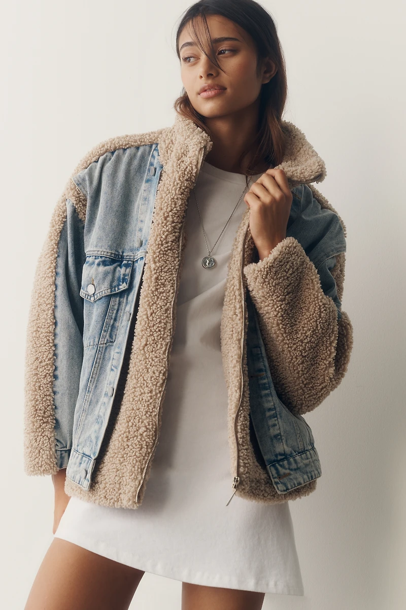 BLANKNYC Fuzzy Wuzzy Denim Jacket