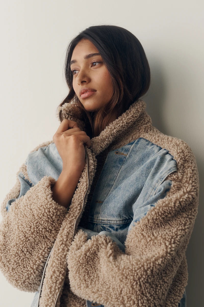 BLANKNYC Fuzzy Wuzzy Denim Jacket