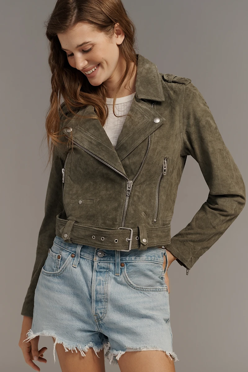 BLANKNYC Cropped Suede Moto Jacket