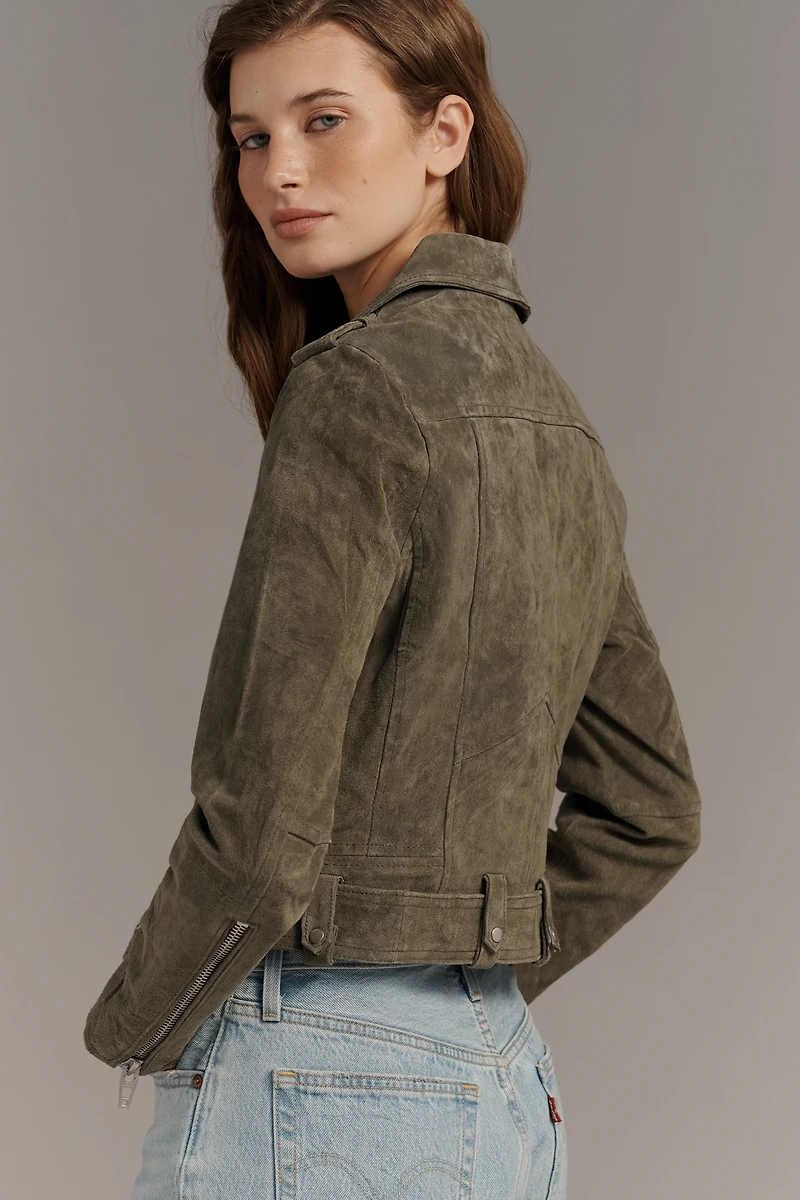 BLANKNYC Cropped Suede Moto Jacket