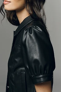 Maeve Studio Faux-Leather Shrunken Jacket