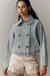 Pilcro Cropped Denim Trench Jacket