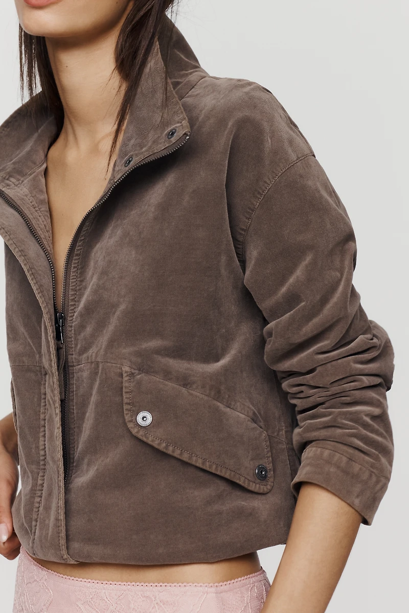 Marrakech Corduroy Funnel-Neck Jacket
