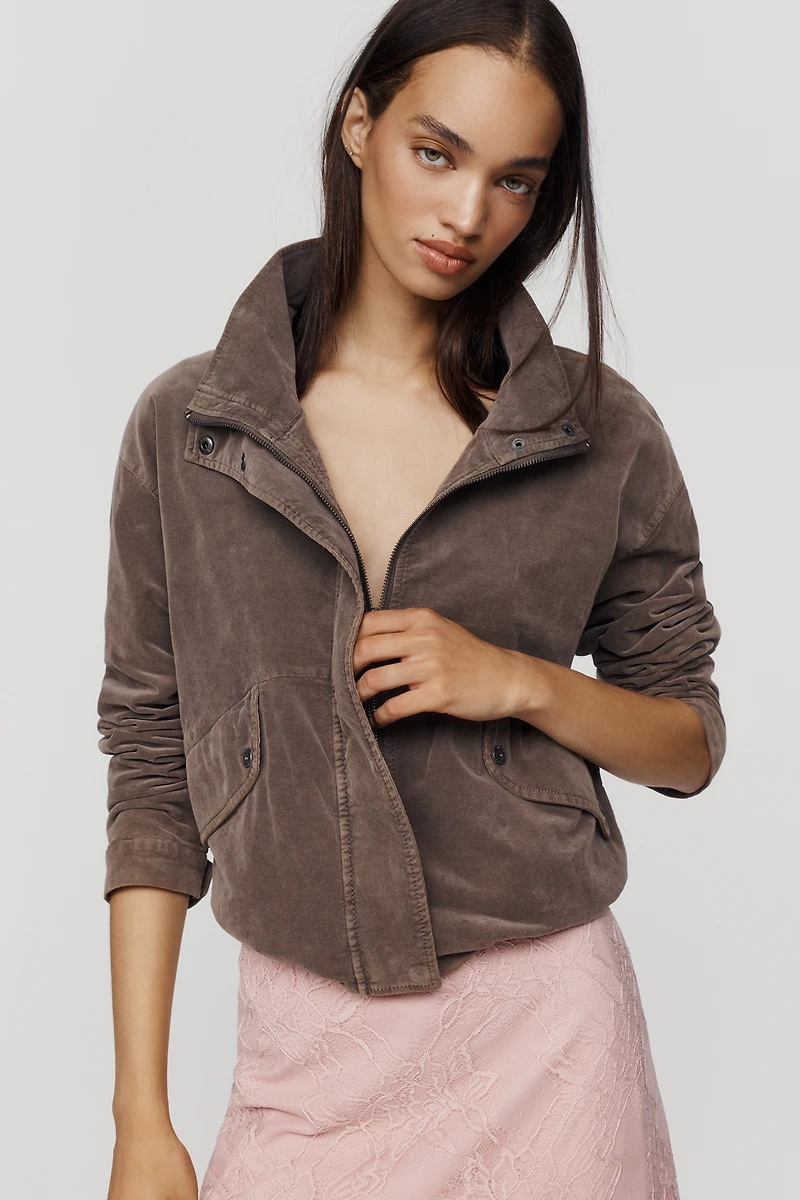 Marrakech Corduroy Funnel-Neck Jacket