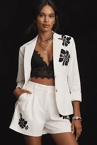 Dolan Left Coast Linen Blend Embroidered Floral Blazer