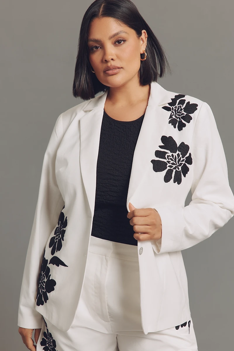 Dolan Left Coast Linen Blend Embroidered Floral Blazer
